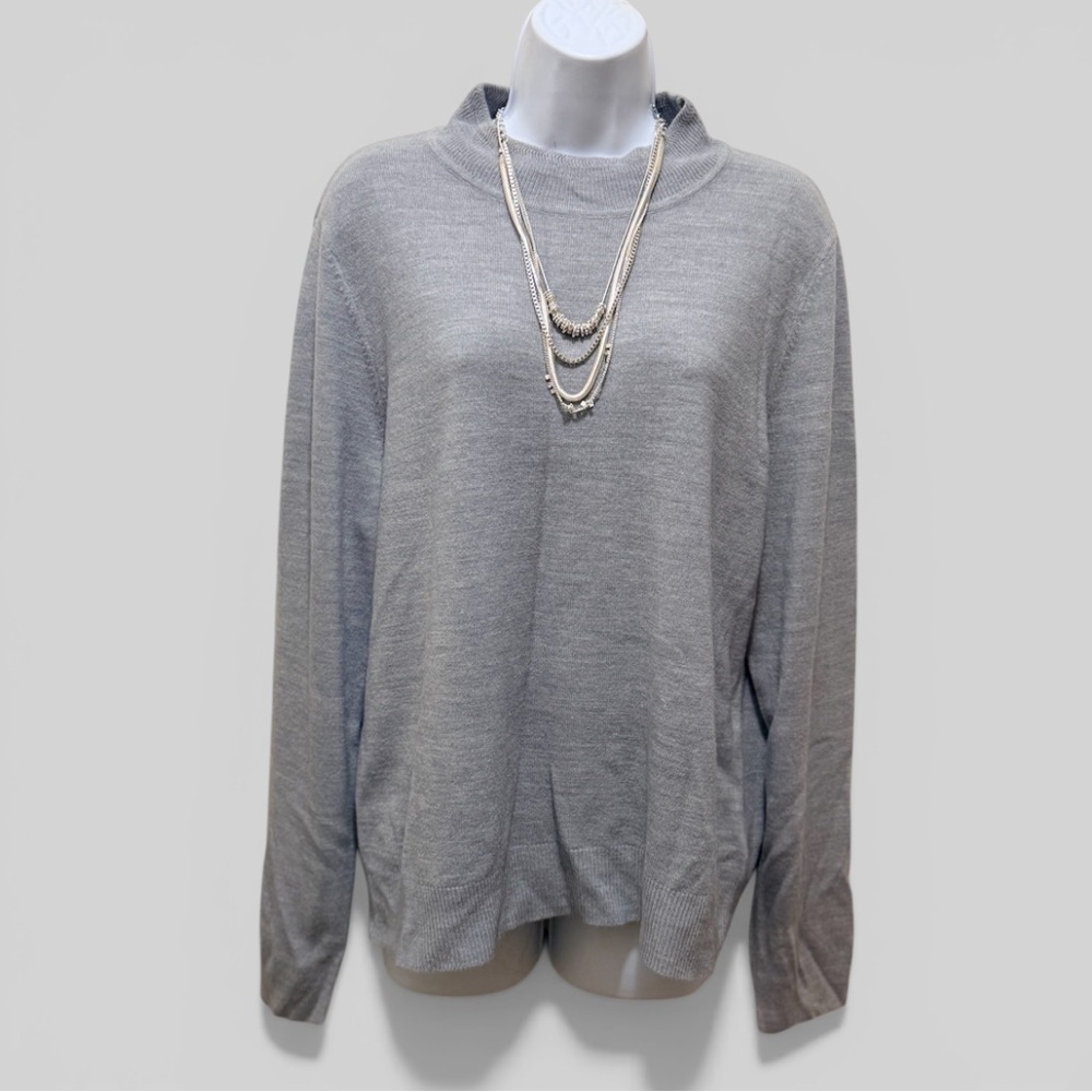 Sag Harbor Soft Acrylic Gray Long Sleeve Mock Turtleneck Sweater Size XL - Picture 2 of 6